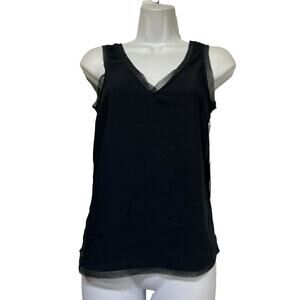 chelsea28 black raw hem V-neck tank top Sleeveless Cami Womens Size XXS